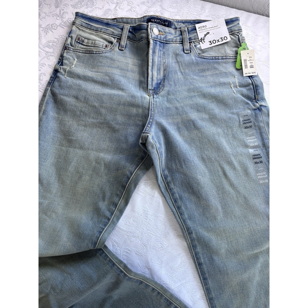 Aeropostale Mens Athletic Straight Aero2 Premium Air Denim‎ Jeans Light 30x30